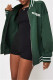 Green Fashion Casual Letter Print Cardigan Outerwear