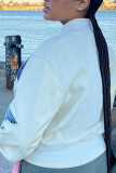 White Fashion Casual Print Cardigan Outerwear
