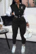 Black Fashion Casual Print Patchwork Mandarin Collar Long Sleeve Two Pieces