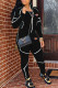 Black Fashion Casual Print Patchwork Zipper Collar Long Sleeve Two Pieces