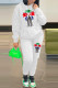 White Fashion Casual Print Basic Hooded Collar Long Sleeve Two Pieces