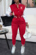 Red Fashion Casual Print Patchwork Mandarin Collar Long Sleeve Two Pieces