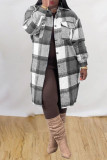 Red Green Fashion Casual Plaid Print Cardigan Turndown Collar Outerwear