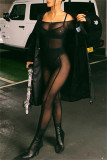 Black Fashion Sexy Solid See-through Backless Off the Shoulder Skinny Jumpsuits