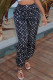 Black Fashion Casual Print Basic Regular High Waist Trousers