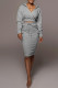 Grey Casual Solid Patchwork Pocket Hooded Collar Long Sleeve Two Pieces