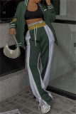 Green Fashion Casual Letter Print Cardigan Outerwear