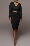 Coffee Casual Solid Patchwork Pocket Hooded Collar Long Sleeve Two Pieces
