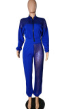 Red Sexy Solid Patchwork Sequins Zipper Zipper Collar Long Sleeve Two Pieces