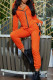 Tangerine Red Casual Sportswear Solid Split Joint Zipper Hooded Collar Long Sleeve Two Pieces