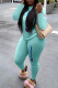 Baby Blue Fashion Casual Print Patchwork Letter O Neck Long Sleeve Two Pieces