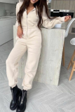Light Blue Casual Solid Patchwork Hooded Collar Harlan Jumpsuits