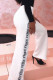 White Fashion Street Letter Patchwork Loose Mid Waist Straight Bottoms