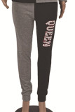 Red Casual Letter Print Patchwork Pocket Hooded Collar Long Sleeve Two Pieces