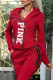 Red Casual Print Patchwork Zipper Hooded Collar Long Sleeve Two Pieces