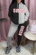 Black Casual Letter Print Patchwork Pocket Hooded Collar Long Sleeve Two Pieces
