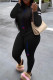 Black Fashion Casual Print Patchwork Letter O Neck Long Sleeve Two Pieces