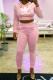 Pink Fashion Casual Print Letter Hooded Collar Long Sleeve Two Pieces