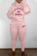 Rose Pink Fashion Casual Print Patchwork Hooded Collar Long Sleeve Two Pieces