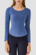 Blue Casual Solid Patchwork O Neck Tops
