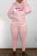 Pink Fashion Casual Print Patchwork Hooded Collar Long Sleeve Two Pieces