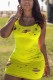 Yellow Sexy Fashion Ripped Sleeveless Vest Dress