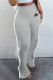 Grey Fashion Casual Print Patchwork Loose Mid Waist Straight Bottoms