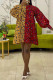 Multicolor Sweet Print Patchwork O Neck A Line Dresses