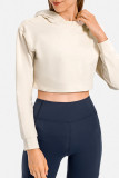 Deep Blue Casual Solid Patchwork Hooded Collar Tops
