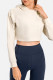 White Casual Solid Patchwork Hooded Collar Tops