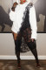White Sexy Solid Hollowed Out Patchwork Asymmetrical Hooded Collar Tops