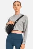 Deep Blue Casual Solid Patchwork Hooded Collar Tops