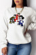 White Fashion Cute Print Patchwork O Neck Tops