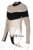 Khaki Sexy Solid Mesh O Neck Skinny Bodysuits