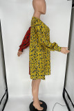 Multicolor Sweet Print Patchwork O Neck A Line Dresses