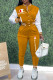 Yellow Fashion Casual Embroidery Patchwork Letter O Neck Long Sleeve Two Pieces