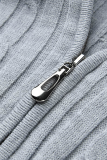 Grey Casual Solid Split Joint Hooded Collar Long Sleeve Two Pieces