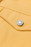 Orange Turndown Collar Solid Button The cowboy Pure Long Sleeve