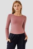 Red Bean Powder Casual Solid Patchwork O Neck Tops