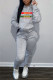 Multicolor Fashion Casual Print Patchwork Hooded Collar Long Sleeve Two Pieces
