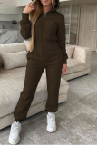 Light Blue Casual Solid Patchwork Hooded Collar Harlan Jumpsuits