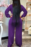 Red Sexy Solid Hollowed Out Patchwork Asymmetrical Collar Straight Jumpsuits