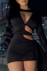 Black Sexy Solid Hollowed Out O Neck Pencil Skirt Dresses