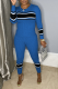 Blue Casual Print Patchwork O Neck Long Sleeve Two Pieces