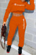 Orange Fashion Sportswear Print Patchwork Hooded Collar Long Sleeve Two Pieces