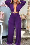 Red Sexy Solid Hollowed Out Patchwork Asymmetrical Collar Straight Jumpsuits