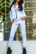 White Casual Sportswear Solid Patchwork Zipper Hooded Collar Long Sleeve Two Pieces