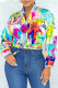 Light Green Fashion Sexy Print Patchwork V Neck Tops