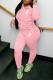 Pink Fashion Casual Letter Embroidered Hooded Collar Long Sleeve Two Pieces