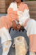 Orange Fashion Casual Solid Patchwork V Neck Long Sleeve Two Pieces